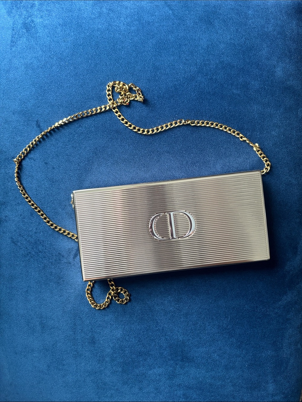 Dior Gold Metallic Clutch with Gold Chain Strap